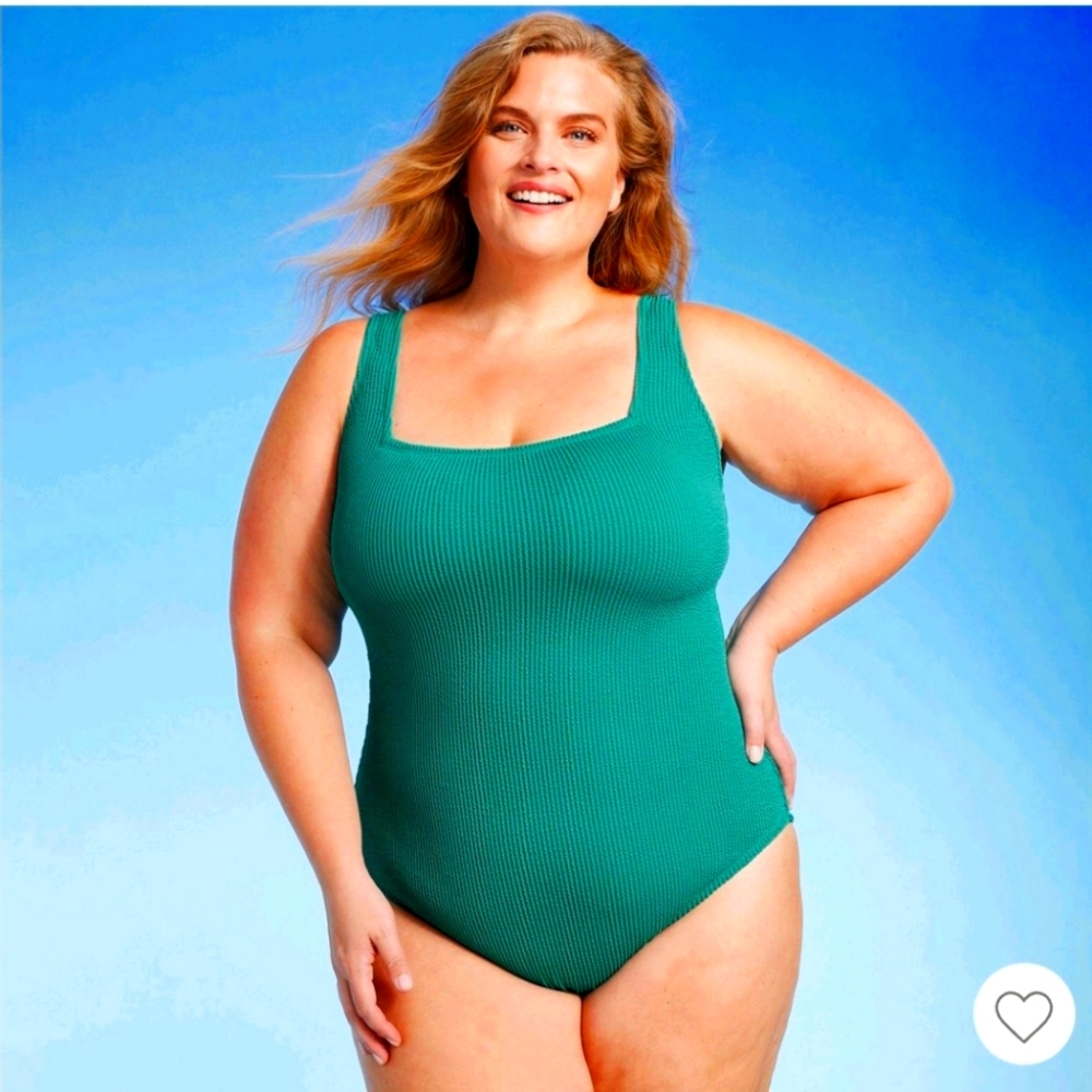 Plus Size Swimsuit Bathing Suit 24W One Piece  Avenue Green Full Coverage Bottom